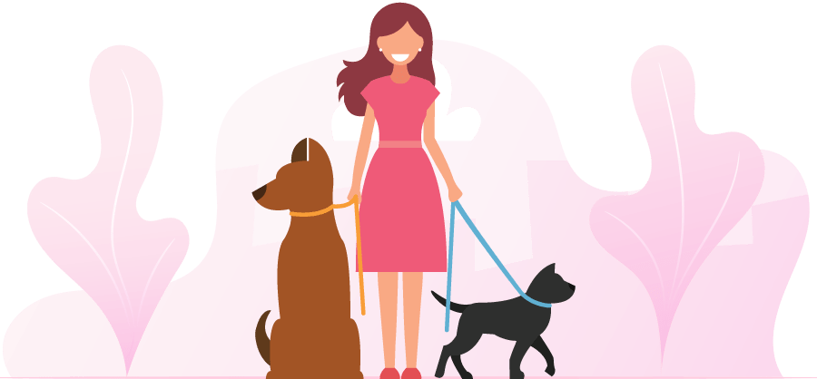 illustration of woman with dogs