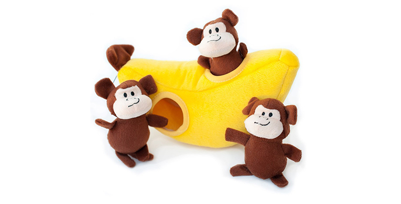 cute dog toys - monkeys with banana