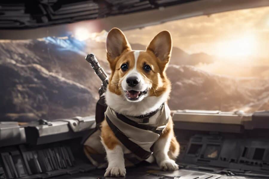 Jedi Corgi dog from Star Wars