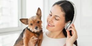 music inspired dog names - girl with headphones