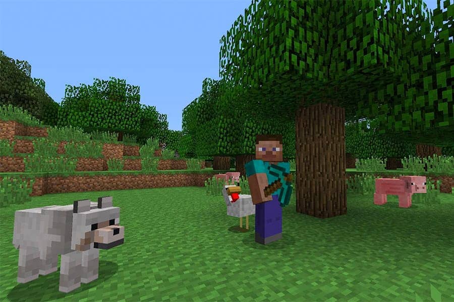 un perro en minecraft