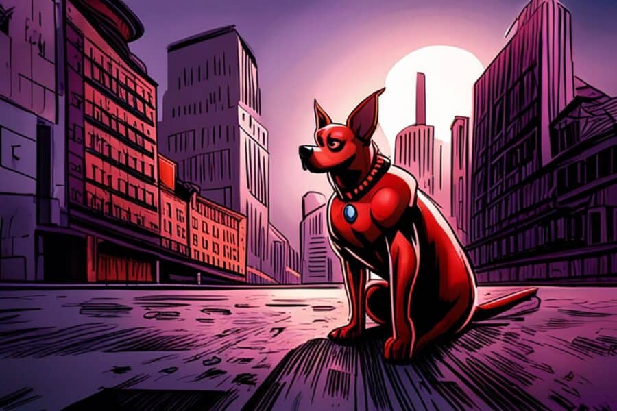 Marvel comics style dog illustration