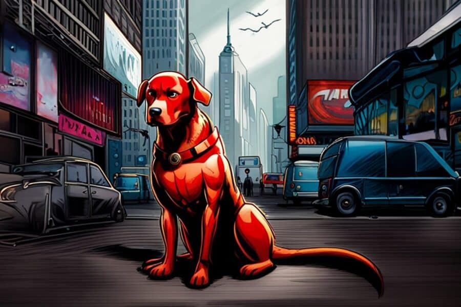 red comic book dog