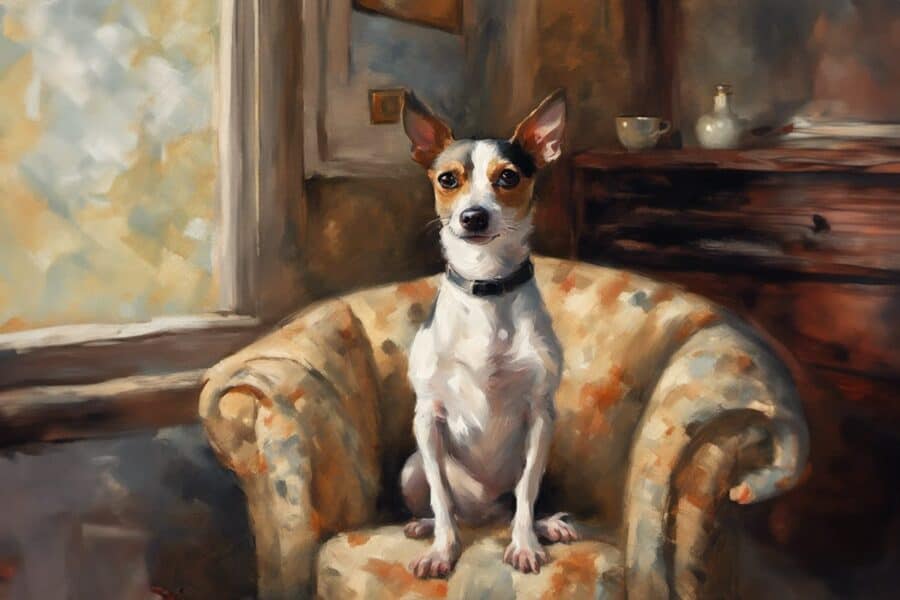 Rat Terrier on a chair painting