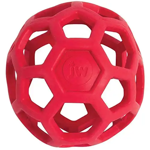 JW Pet Hol-ee Roller Dog Toy Puzzle Ball, Natural Rubber, Extra Large (7.5 Inch Diameter), Colors May Vary