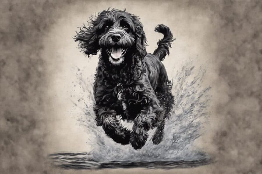 illustration of a portuguese water dog