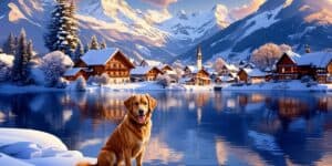 swiss dog in village