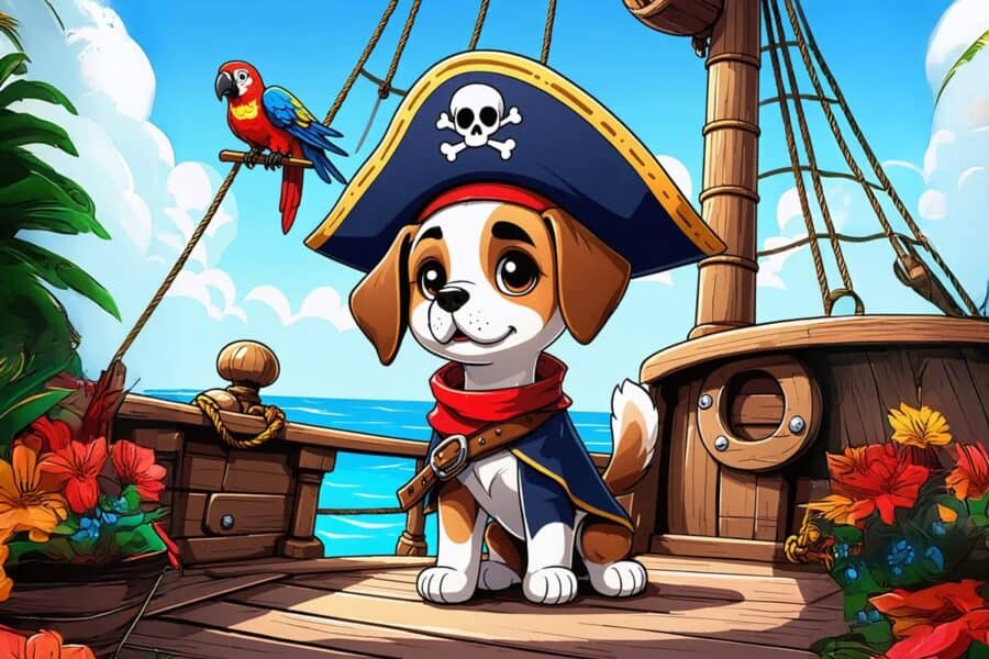 a cartoon pirate dog and parrot